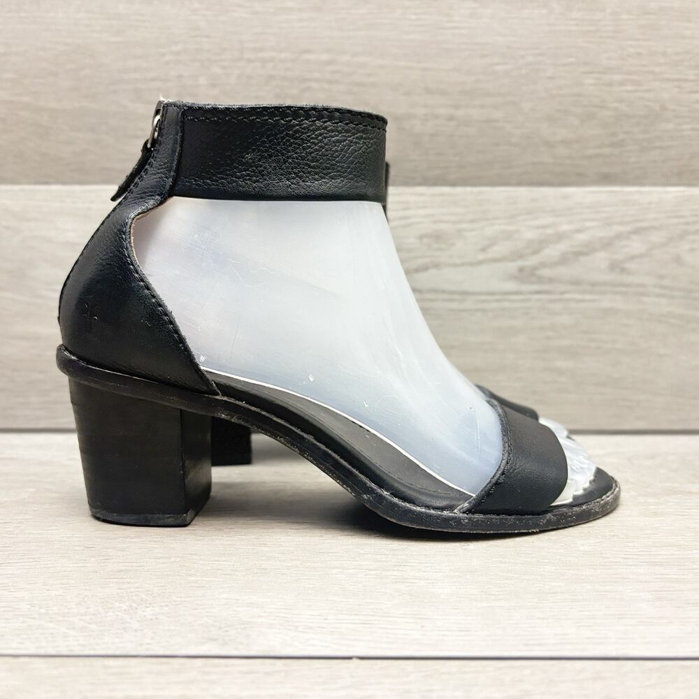 Frye Brielle Black Leather Ankle Strap Block Heel Sandals Size 6 - Picture 4 of 14